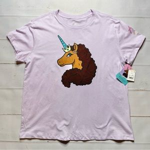 NWT - Afro Unicorn - Women’s Lavender Short Sleeve Shirt *